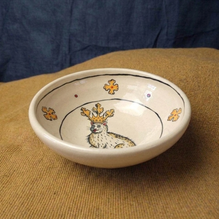 Medieval Royal Cat Ceramic Bowl
