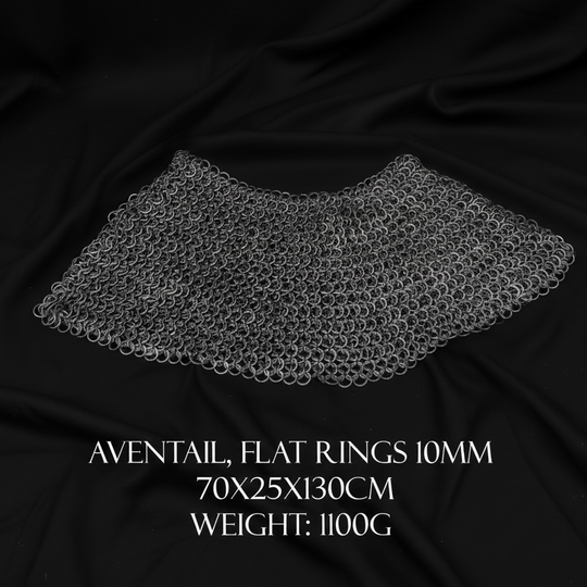 Aventail with flat rings on a black fabric background