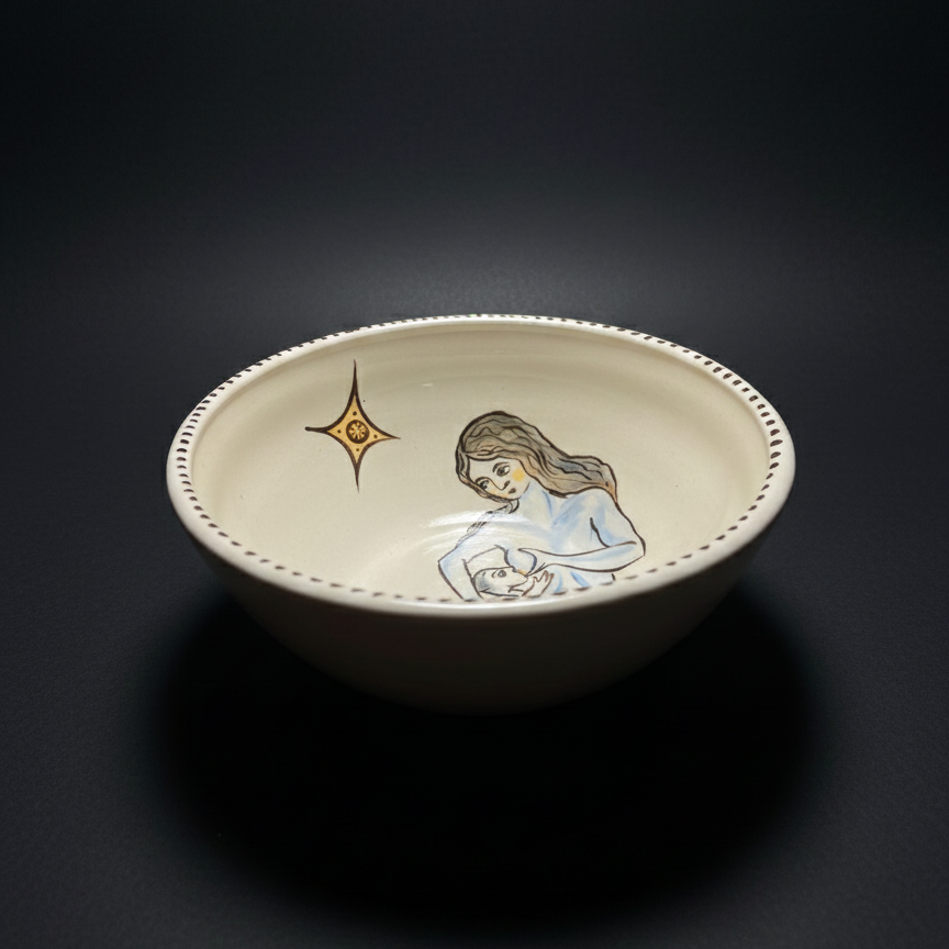 Hand-Painted Ceramic Bowl with a Medieval Centaur Motif – Folk Art Bowl