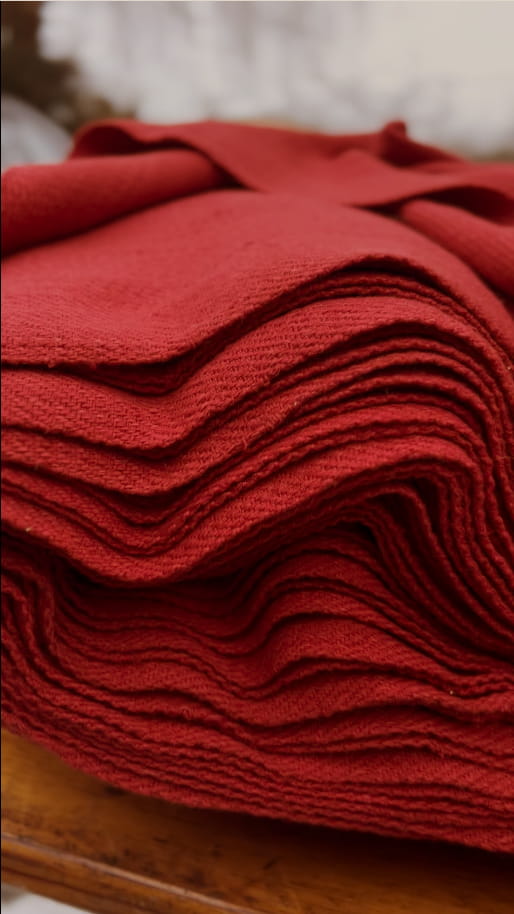 Madder-Dyed Red Wool, 2/2 Twill, Hand-Woven - RT02