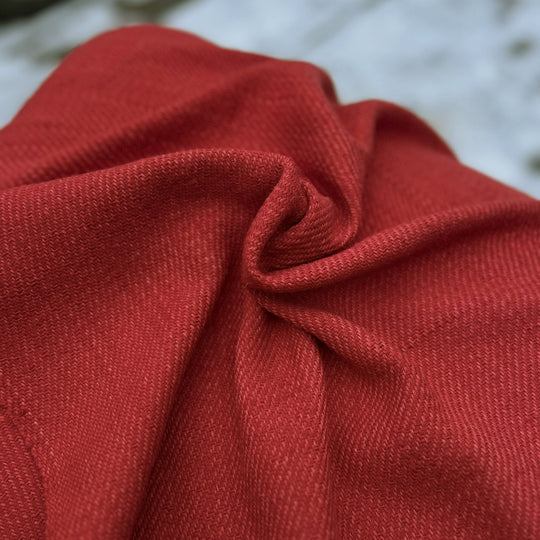 Madder-Dyed Red Wool, 2/2 Twill, Hand-Woven - RT02