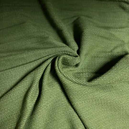 Reseda-Dyed Green Wool, 2/2 Twill, Hand-Woven - RT03