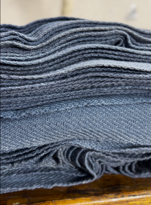 Indigo-Dyed Blue Wool, 2/2 Twill, Hand-Woven - RT04