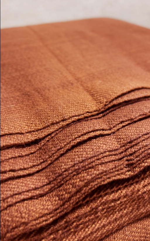 Walnut-Dyed Brown Wool, 2/2 Twill, Hand-Woven - RT05