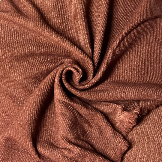 Walnut-Dyed Brown Wool, 2/2 Twill, Hand-Woven - RT05