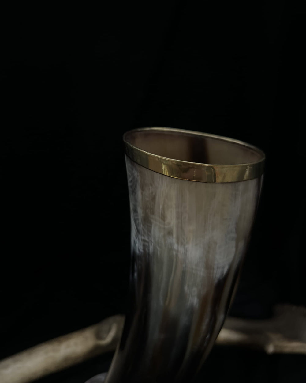 Buffalo Drinking Horn with Brass Rim (Collectible Item) - 0.4 L