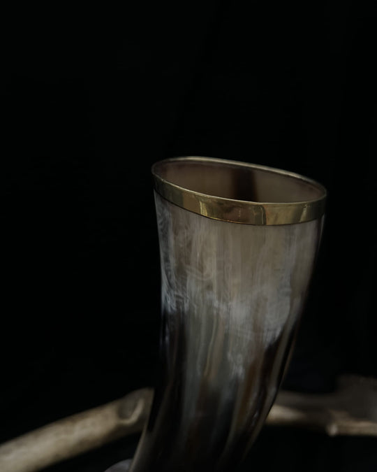 Buffalo Drinking Horn with Brass Rim (Collectible Item) - 0.4 L