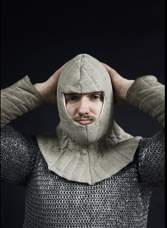 Linen quilted hood, coif, under the helmet, XI-XV c.
