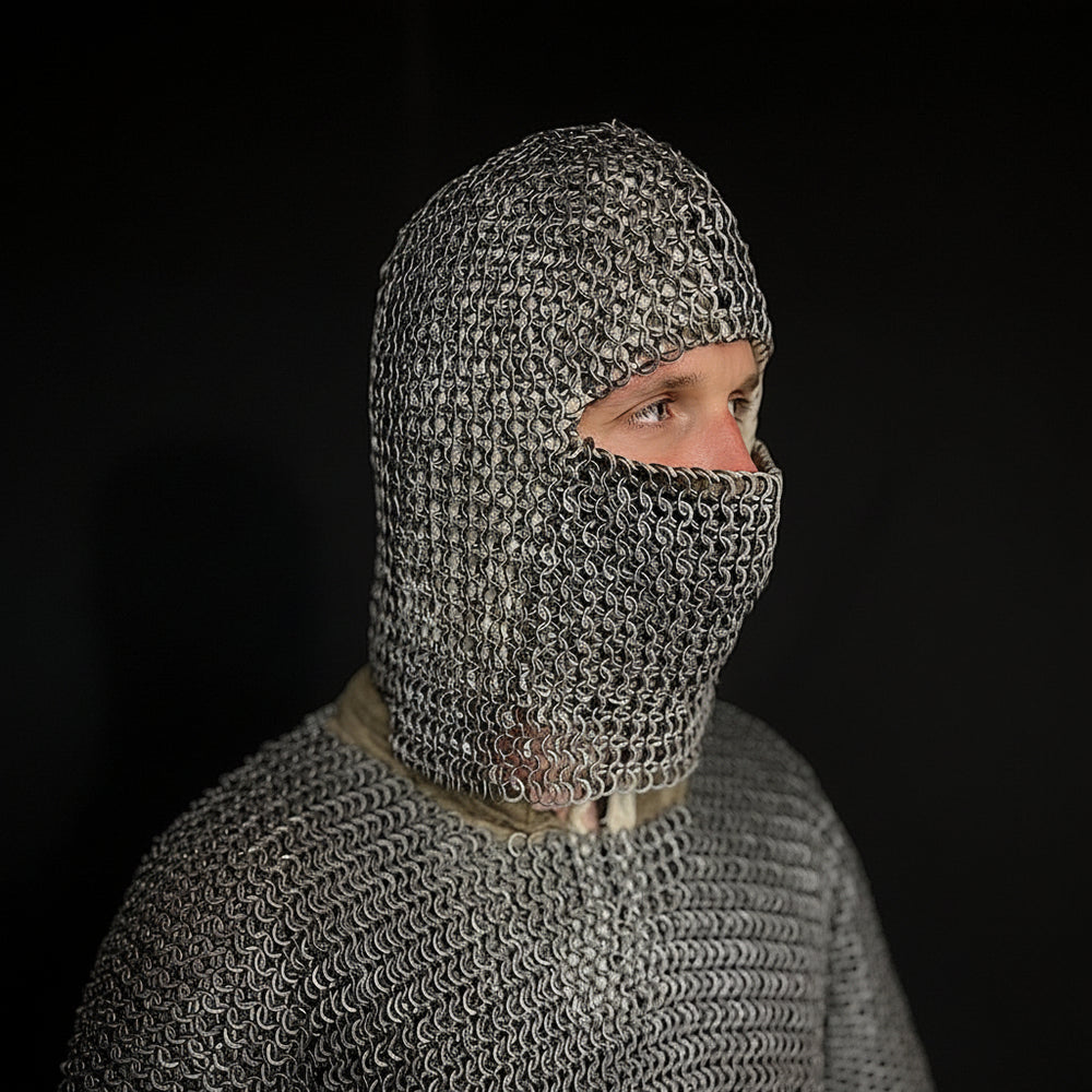 Chainmail Coif With A Flap Fastened With Hooks