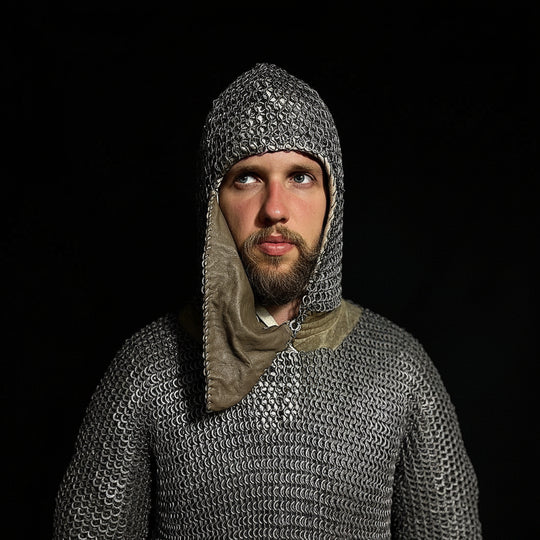 Chainmail Coif With A Flap Fastened With Hooks