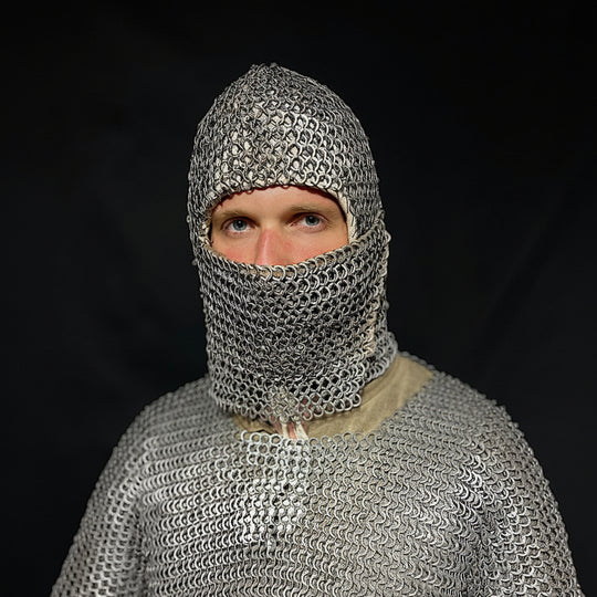 Chainmail Coif With A Flap Fastened With Hooks