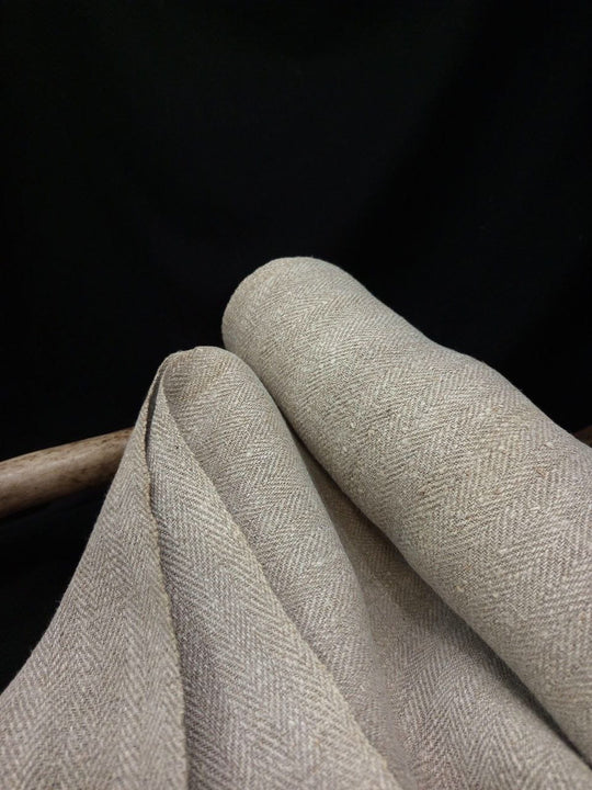 Hand-Woven Linen Fabric, Herringbone