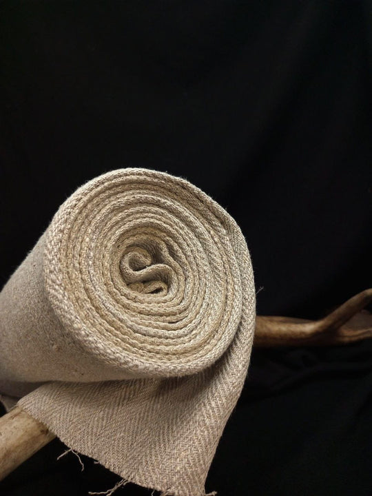 Hand-Woven Linen Fabric, Herringbone