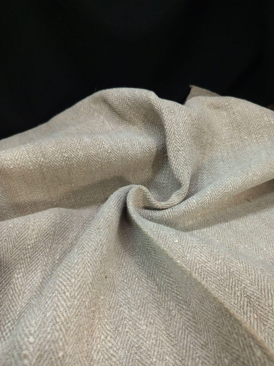 Hand-Woven Linen Fabric, Herringbone