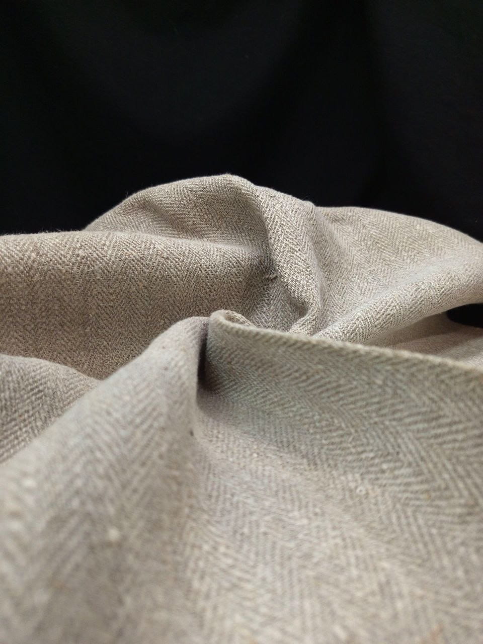 Hand-Woven Linen Fabric, Herringbone