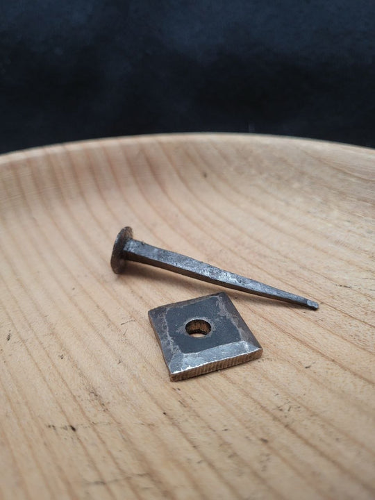 Hand-Forged Blackened Square Iron Washer (Rove)
